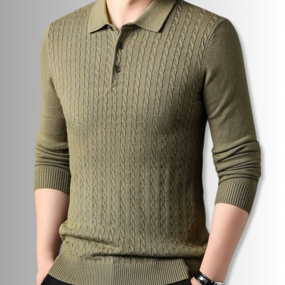 Arlo® | Cable Knit Polo Sweater