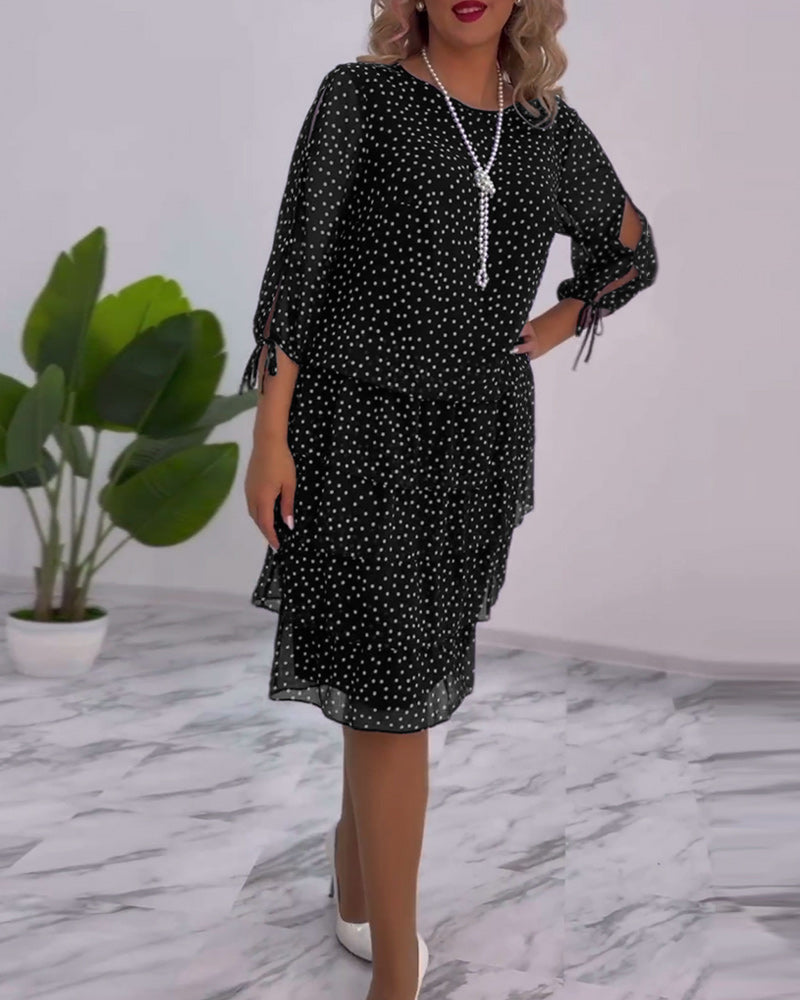 Celeste® | Polka Dot Layered Chiffon Dress