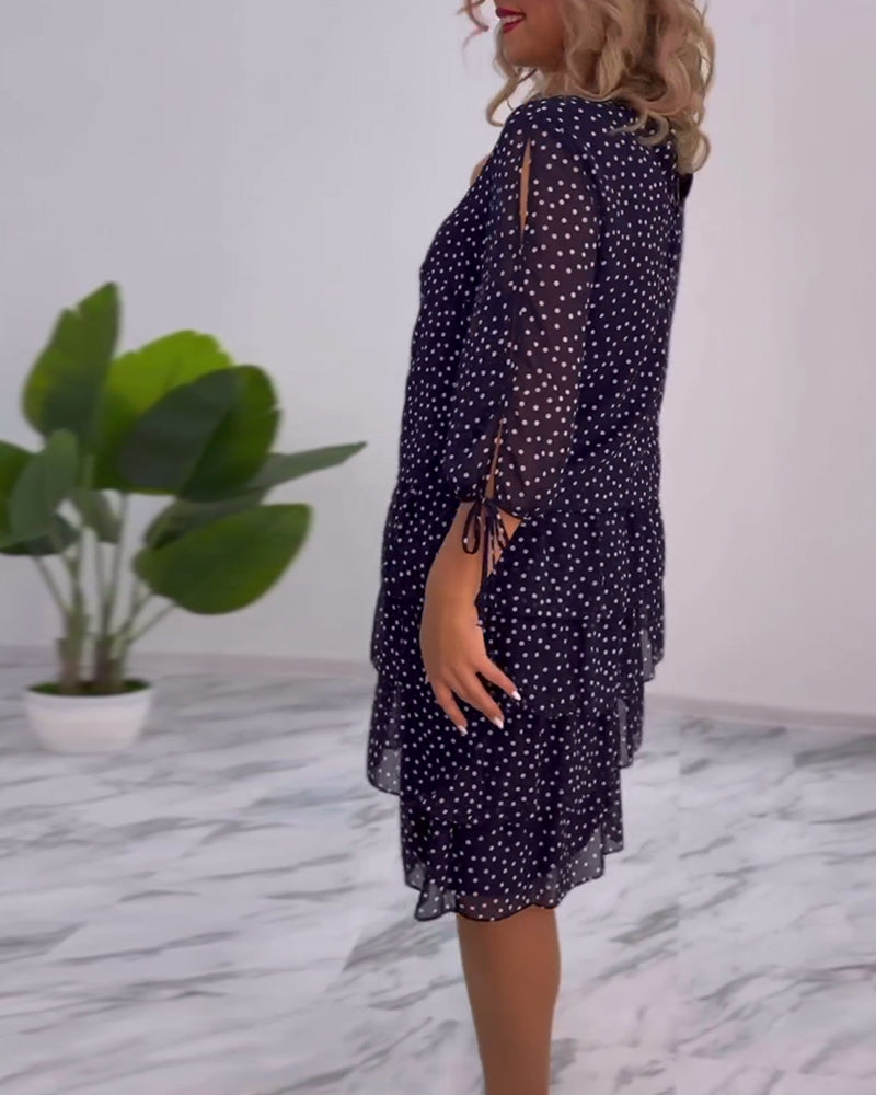 Celeste® | Polka Dot Layered Chiffon Dress