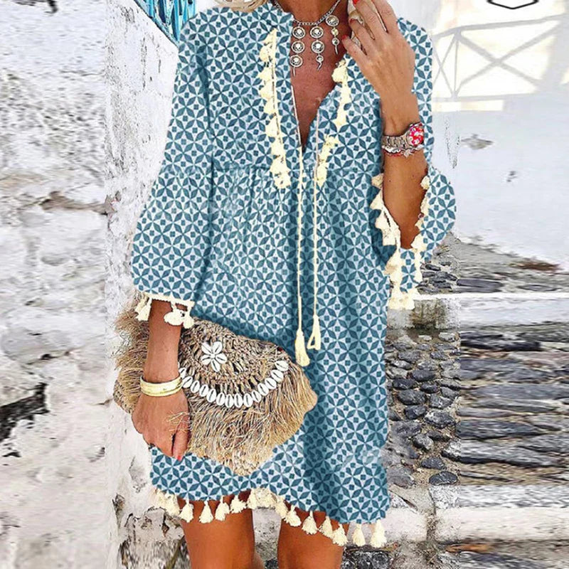 Marbella Boho Chic Tassel Mini Dress