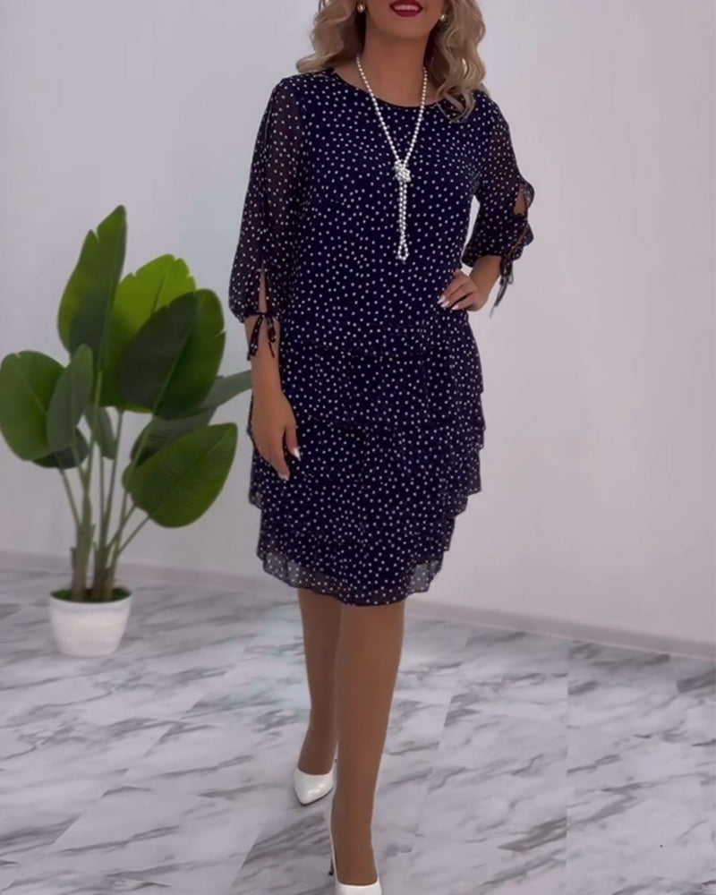 Celeste® | Polka Dot Layered Chiffon Dress